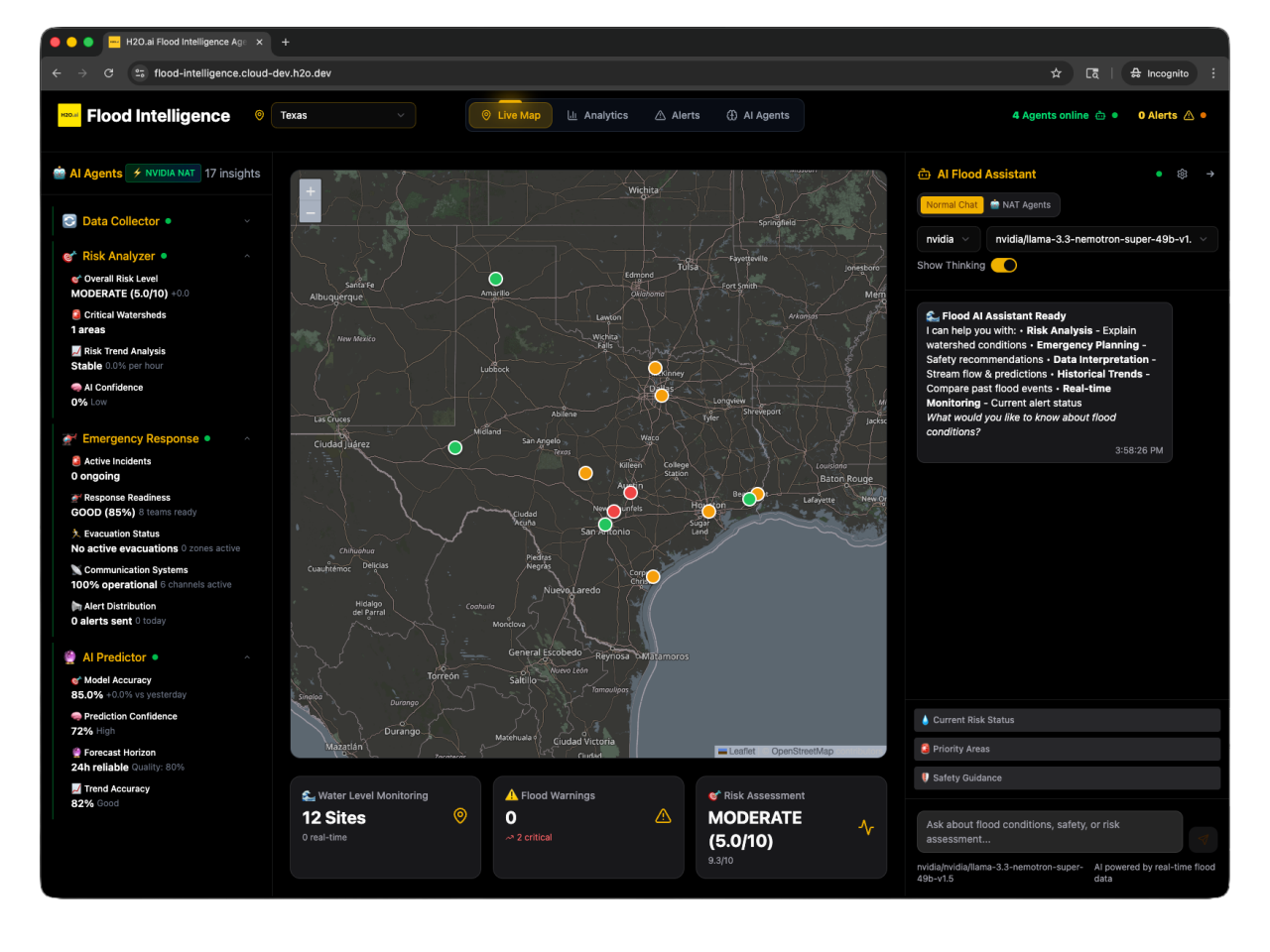 screenshot of flood prediction map in Texas