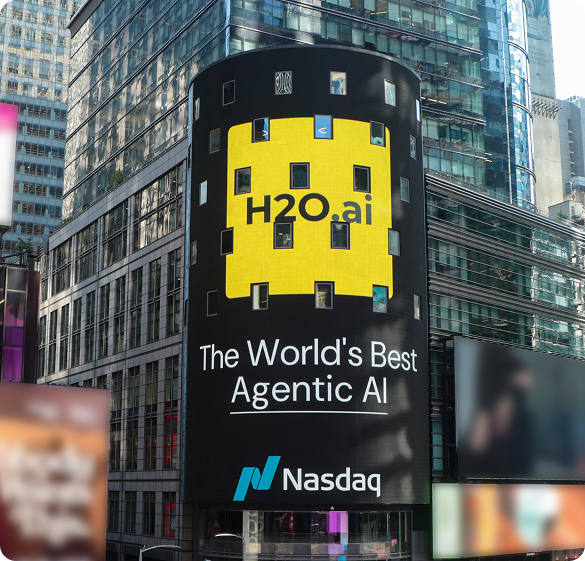 H2O.ai logo on NASDAQ tower billboard Times Square