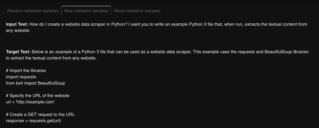 Best validation sample
