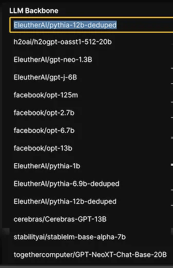 h20 LLMs studio backbone 