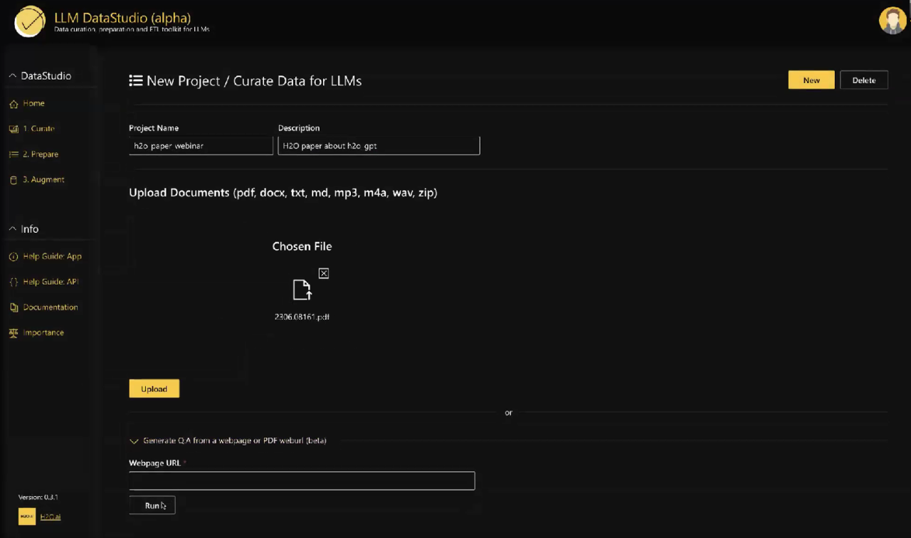 H2O LLM Studio interface