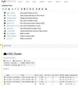 H2O Cluster cloud status screenshot