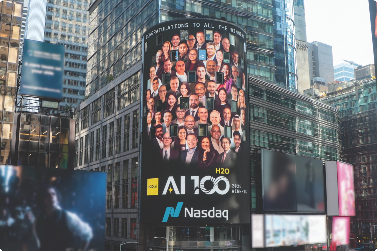 Nasdaq tower AI-100 billboard