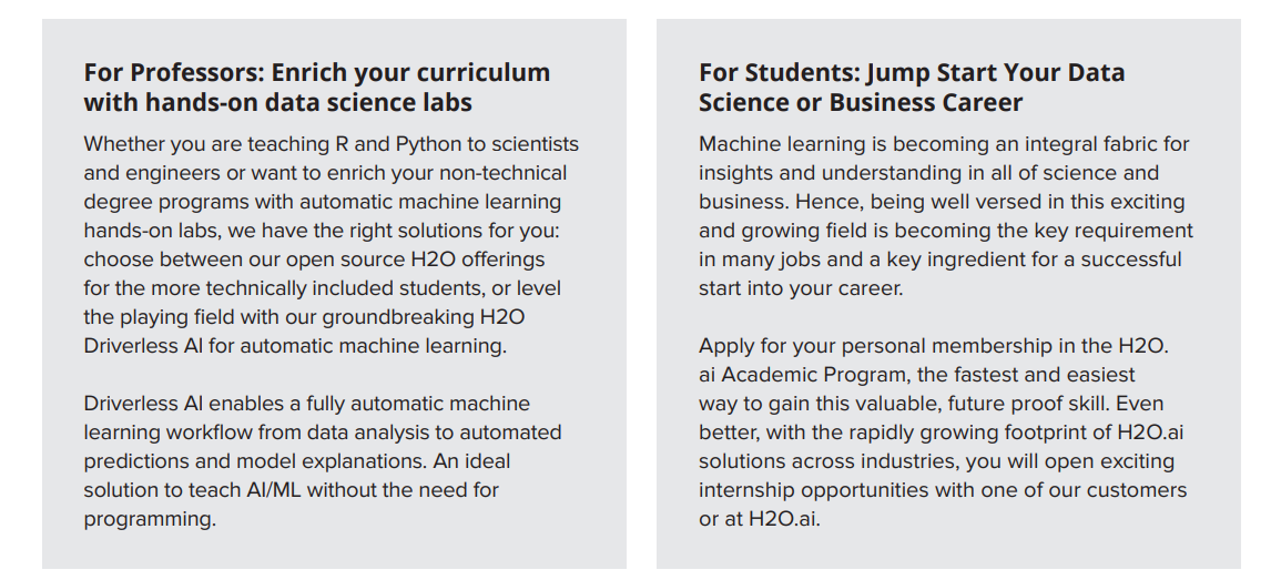 H2O benefits for academic programs