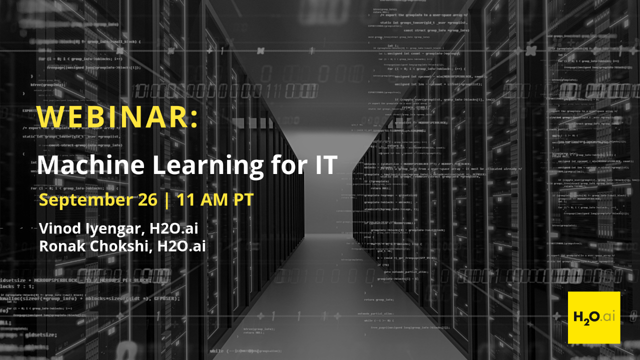 Webinar on Machine Learning for IT September 26th at 11AM PT banner