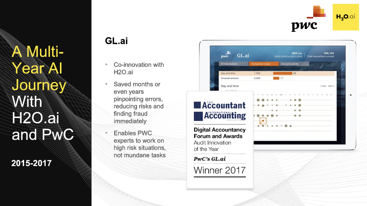 Multi-year AI journey with H2o.ai and PwC 2015-2017