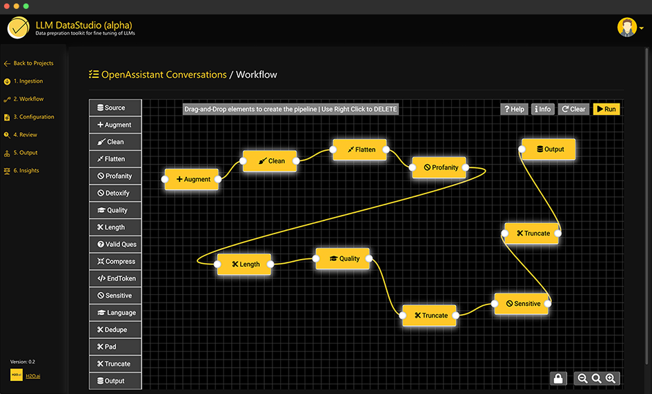 product shot of llm data studio showing a workflow