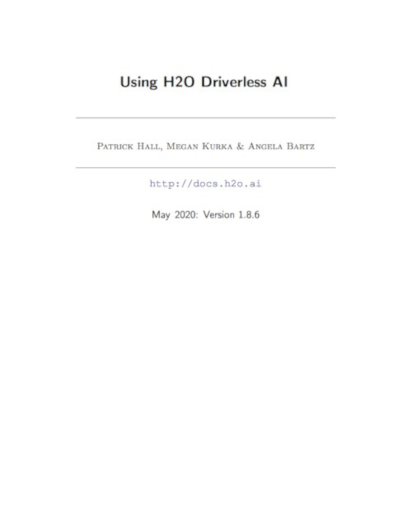 Cover image for Using H2O Driverless AI booklet