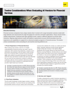 Twelve considerations when evaluating AI vendors for Financial Services thumbnail Twelve considerations when evaluating AI vendors for Financial Services thumbnail