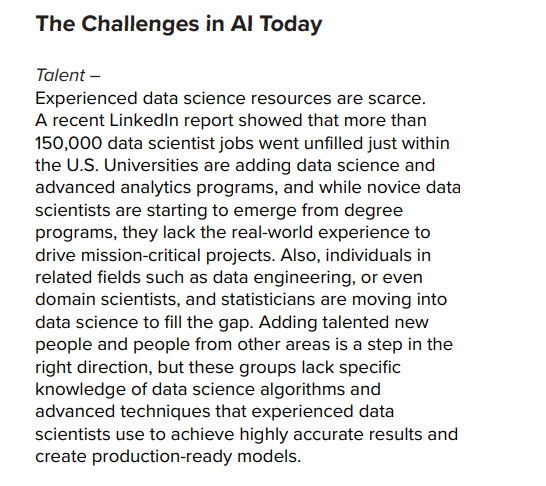 The challenges in AI today text snippet