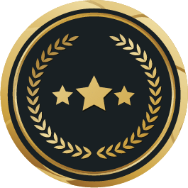 award-blank award seal in black and gold with three stars