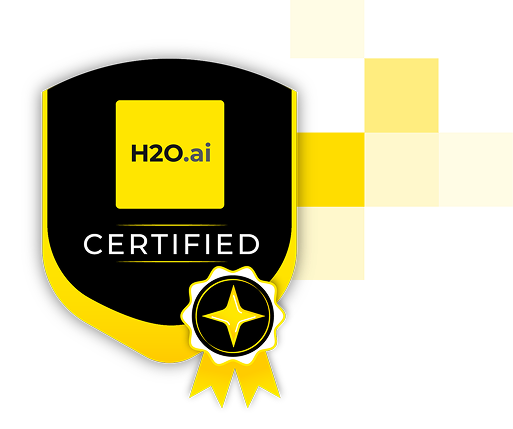 H2O Certified badge with star ribbon in black and yellow