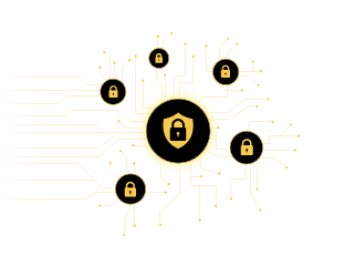 web-of-yellow-data-lines-with-a-lock-and-shield web-of-yellow-data-lines-with-a-lock-and-shield